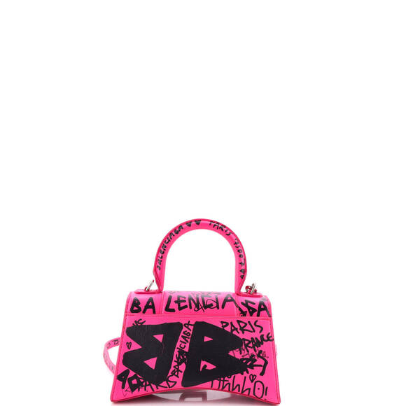 Balenciaga XS Graffiti Hourglass Top Handle Bag Leather - Picture 3 of 6